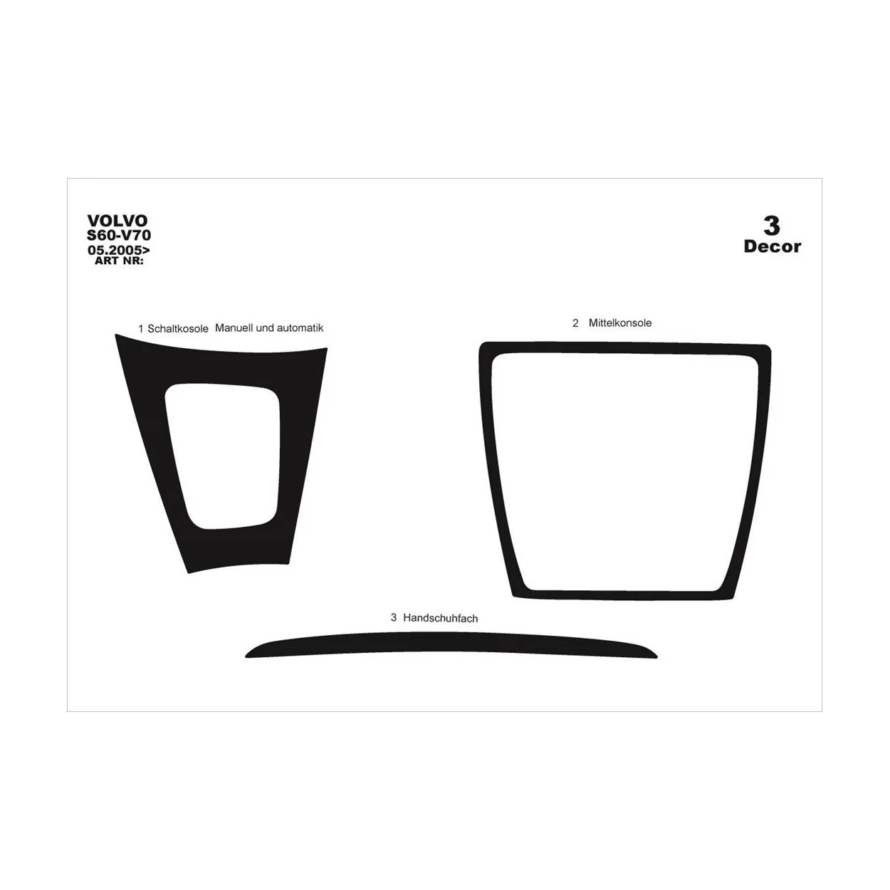 Volvo S 60-V 70 05.05-12.09 3D Interior Dashboard Trim Kit Dash Trim Dekor 3-Parts