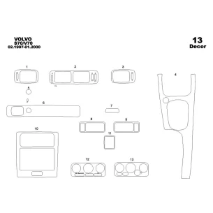 Volvo S 70-V 70 02.97-12.99 3D Interior Dashboard Trim Kit Dash Trim Dekor 13-Parts 2