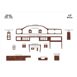 Volvo S 90-V 90 12.96-03.98 3D Interior Dashboard Trim Kit Dash Trim Dekor 17-Parts 2