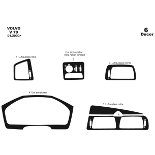 Volvo V 70 01.00-04.05 3D Interior Dashboard Trim Kit Dash Trim Dekor 6-Parts 2