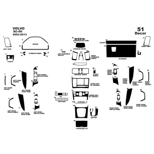 Volvo XC90 2003-2013 3D Interior Dashboard Trim Kit Dash Trim Dekor 51-Parts 2