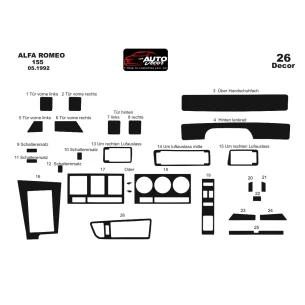 Alfa Romeo 155 1992 3D Interior Dashboard Trim Kit Dash Trim Dekor 26-Parts 2