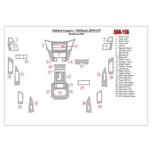 Subaru Legacy 2010-2014 3D Interior Dashboard Trim Kit Dash Trim Dekor 27-Parts 2