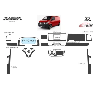 Volkswagen Transporter T6 2016 3D Interior Dashboard Trim Kit Dash Trim Dekor 20-Parts 2