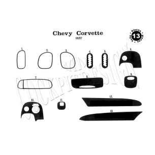 Chevrolet Corvette 09.1997 3D Interior Dashboard Trim Kit Dash Trim Dekor 13-Parts 2