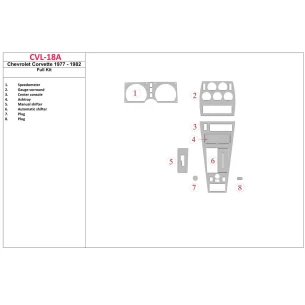 Chevrolet Corvette C3 1982-1982 Full Set, Automatic Gear Interior BD Dash Trim Kit 2