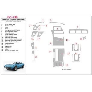 Chevrolet Corvette 1990-1996 Automatic Gear Interior BD Dash Trim Kit 2
