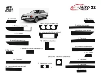 Audi 100 A6 10.90-03.97 3D Interior Dashboard Trim Kit Dash Trim Dekor 22-Parts