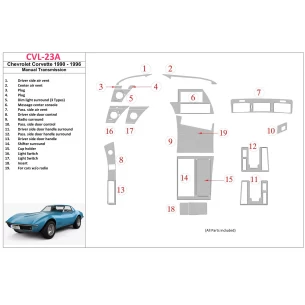 Chevrolet Corvette 1990-1996 Manual Gear Box Interior BD Dash Trim Kit 2