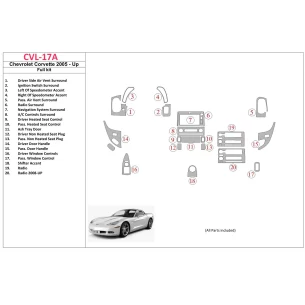 Chevrolet Corvette 2005-UP Full Set Interior BD Dash Trim Kit 2