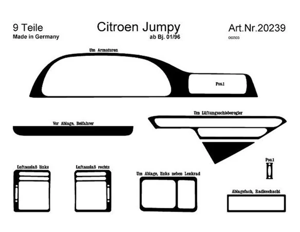 Citroen Jumpy 01.96-12.06 3D Interior Dashboard Trim Kit Dash Trim Dekor 9-Parts