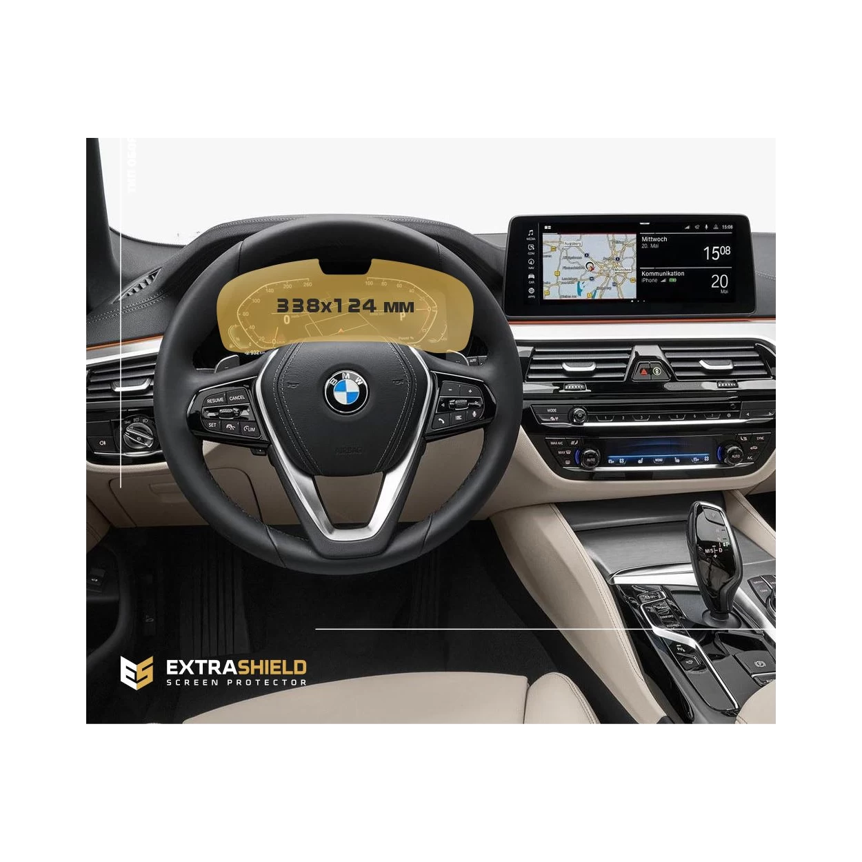 BMW 5 Series (G30) 2020 - Present Digital Speedometer (with sensor) 12,3" 338,1?123,1 ?? ExtraShield Screeen Protector