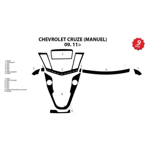 Chevrolet Cruse Manuel 01.2009 3D Interior Dashboard Trim Kit Dash Trim Dekor 9-Parts