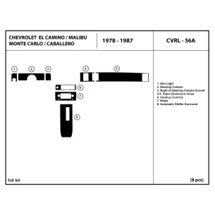 Chevrolet El Camino, Malibu, Monte Carlo, Caballero 1978-1987 Full Set Interior BD Dash Trim Kit