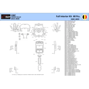GMC Sierra 2014-2018 Interior WHZ Dashboard trim kit 68 Parts 2