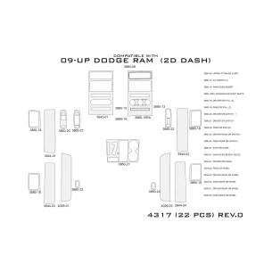 Dodge Ram 1500 2009-2012 Interior WHZ Dashboard trim kit 22 Parts 2