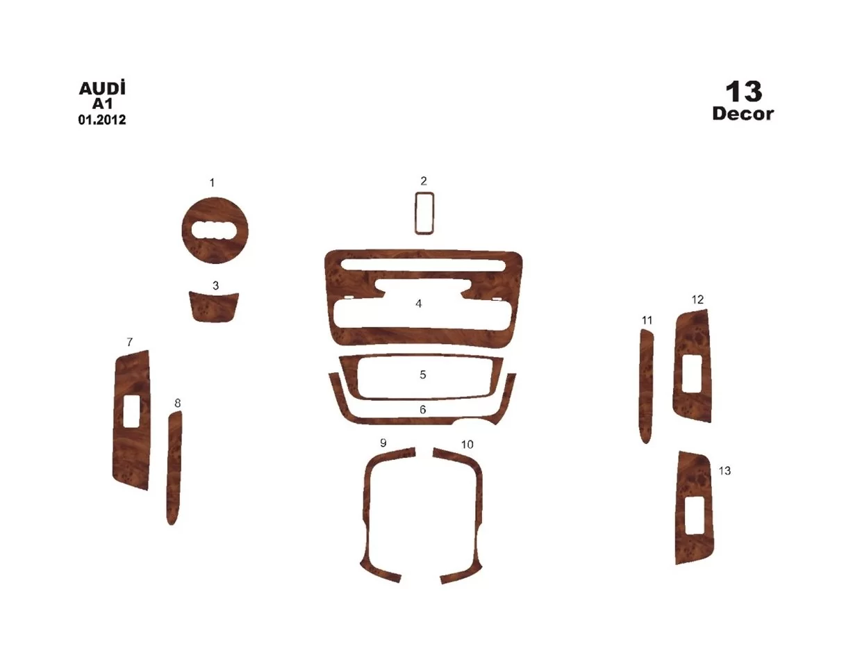 Audi A1 ab 2012 3D Interior Dashboard Trim Kit Dash Trim Dekor 13-Parts - 1 - Interior Dash Trim Kit