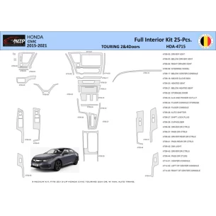 Honda Civic XI 2015-2021 Interior WHZ Dashboard trim kit 25 Parts