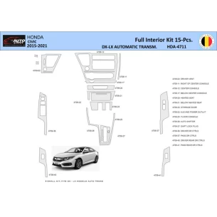 Honda Civic XI 2015-2021 Interior WHZ Dashboard trim kit 15 Parts