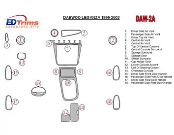Daewoo Leganza 1999-2003 Full Set Interior BD Dash Trim Kit - 1 - Interior Dash Trim Kit