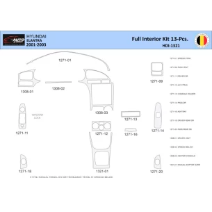 Hyundai Elantra 2001-2003 Interior WHZ Dashboard trim kit 13 Parts