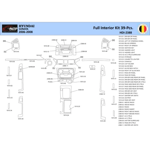 Hyundai Sonata 2006-2008 Interior WHZ Dashboard trim kit 39 Parts