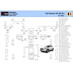 Infiniti FX S51 2009-2017 Interior WHZ Dashboard trim kit 36 Parts 2