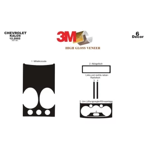 Chevrolet Kalos 01.2002 3D Interior Dashboard Trim Kit Dash Trim Dekor 6-Parts 2