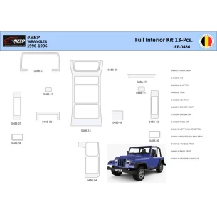 Jeep Wrangler 1996-1999 Interior WHZ Dashboard trim kit 13 Parts 2