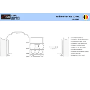 Jeep Wrangler 2007-2010 Interior WHZ Dashboard trim kit 10 Parts 2