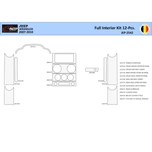 Jeep Wrangler 2007-2010 Interior WHZ Dashboard trim kit 12 Parts 2