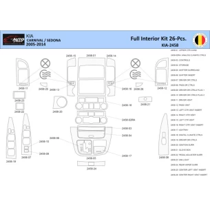 Kia Carnival 2005-2014 Interior WHZ Dashboard trim kit 26 Parts